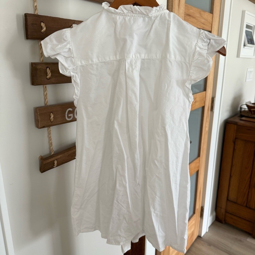 White Ruffle Sleeve Button-Front Blouse - Picture 6 of 11